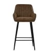 Hamilton Bar Stool in Aged Brown Leather & Black Base