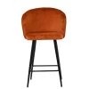 Novara Bar Stool in Burnt Orange Velvet with Armrests & Black Base