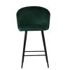 Novara Bar Stool in Emerald Green Velvet with Armrests & Black Base