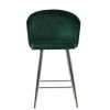 Novara Bar Stool in Emerald Green Velvet with Armrests & Chrome Base