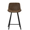 Matteo 65cm Bar Stool in Aged Brown Leather & Black Base