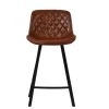Matteo 65cm Bar Stool in Vintage Brown Leather & Black Base