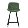 Matteo 65cm Bar Stool in Aged Olive Green Leather & Black Base