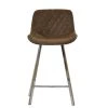 Matteo 65cm Bar Stool in Aged Brown Leather & Chrome Base