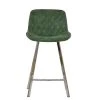 Matteo 65cm Bar Stool in Aged Olive Green Leather & Chrome Base