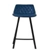 Duran 65cm Bar Stool in Blue Leather & Black Base
