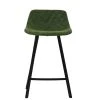 Duran 65cm Bar Stool in Aged Olive Green Leather & Black Base