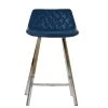 Duran 65cm Bar Stool in Blue Leather & Chrome Base