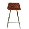 Duran 65cm Bar Stool in Vintage Brown Leather & Chrome Base