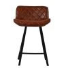 Franz 65cm Bar Stool in Vintage Brown Leather & Black Base