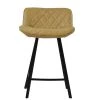 Franz 65cm Bar Stool in Aged Cream Leather & Black Base