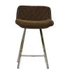 Franz 65cm Bar Stool in Aged Brown Leather & Chrome Base