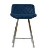 Franz 75cm Bar Stool in Blue Leather & Chrome Base
