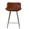 Franz 65cm Bar Stool in Vintage Brown Leather & Chrome Base