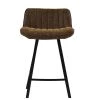 Islay 65cm Bar Stool in Aged Brown Leather & Black Base
