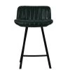 Islay 75cm Bar Stool in Forest Green Leather & Black Base