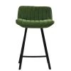 Islay 75cm Bar Stool in Aged Olive Green Leather & Black Base
