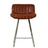 Islay 75cm Bar Stool in Vintage Brown Leather & Chrome Base
