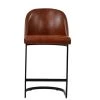 Delamere 75cm Bar Stool in Vintage Brown Leather & Black Base
