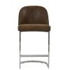 Delamere 65cm Bar Stool in Aged Brown Leather & Chrome Base