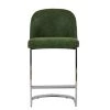Delamere 75cm Bar Stool in Aged Olive Green Leather & Chrome Base