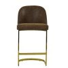 Delamere 65cm Bar Stool in Aged Brown Leather & Gold Base
