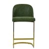 Delamere 75cm Bar Stool in Aged Olive Green Leather & Gold Base