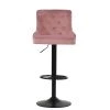 Dakota Bar Stool in Pink Velvet with High Backrest