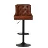 Dakota Bar Stool in Vintage Brown Leather with High Backrest