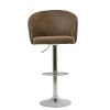 Kenton Bar Stool in Aged Brown Leather with Armrests