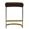 Burrello 65cm Bar Stool in Aged Brown Leather & Gold Base