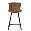 Caribe 65cm Bar Stool in Aged Brown Leather & Black Base
