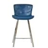 Caribe 75cm Bar Stool in Blue Leather & Chrome Base