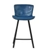 Caribe 75cm Bar Stool in Blue Leather & Black Base