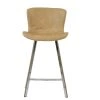 Caribe 65cm Bar Stool in Aged Cream Leather & Chrome Base