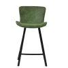 Caribe 65cm Bar Stool in Aged Olive Green Leather & Black Base