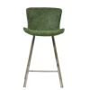 Caribe 75cm Bar Stool in Aged Olive Green Leather & Chrome Base