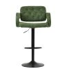 Zeus Bar Stool in Aged Olive Green Leather with Armrests
