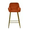 Hamilton Bar Stool in Burnt Orange Velvet & Gold Base