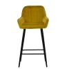 Hamilton Bar Stool in Yellow Velvet & Black Base