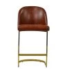 Delamere 65cm Bar Stool in Vintage Brown Leather & Gold Base