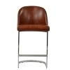 Delamere 65cm Bar Stool in Vintage Brown Leather & Chrome Base