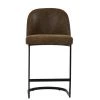 Delamere 75cm Bar Stool in Aged Brown Leather & Black Base
