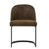 Delamere Dining Chair in Aged Brown Leather & Black Base