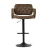 Zeus Bar Stool in Aged Brown Leather with Armrests