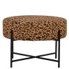 Avon Foot Stool Leopard Fabric & Black