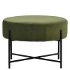 Avon Foot Stool Olive Green Velvet & Black