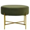 Avon Foot Stool Olive Green Velvet & Gold