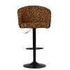 Franklin Bar Stool in Leopard Fabric with Armrests
