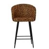 Novara Bar Stool in Leopard Fabric with Armrests